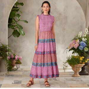 Oliphant Sleeveless Smocked Maxi Dress (Size M)